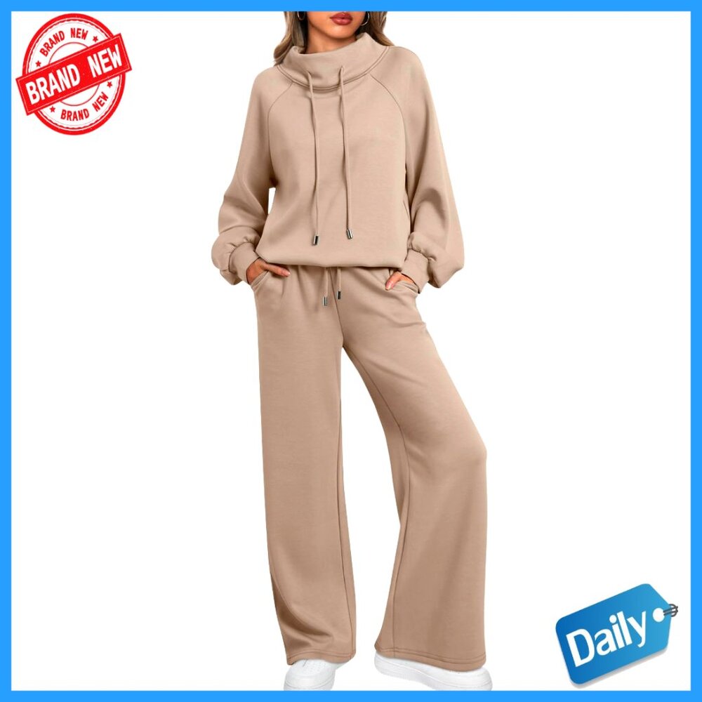 Large Fleece Lounge Set Drawstring Sweatshirt Wid… - image 1
